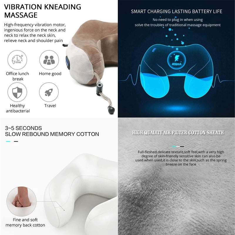 Multifunctional U-Shaped Electric Neck Massager Pillow