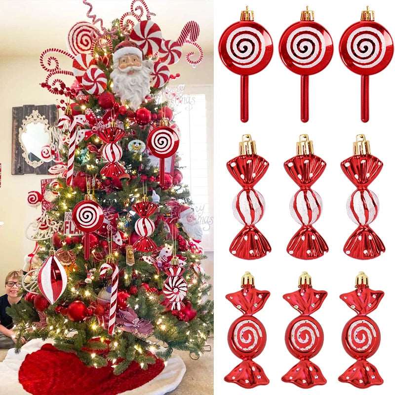 6PCS Christmas Lollipop Candy Cane Ornaments