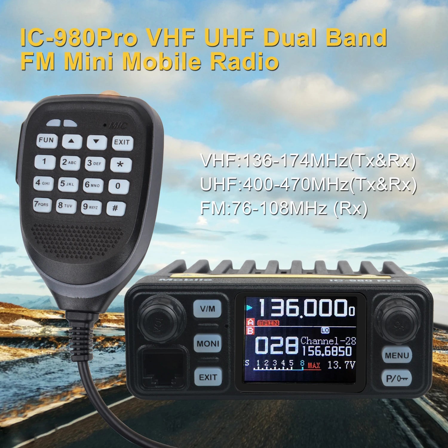 HIROYASU Walkie Talkie IC-980 Pro UHF VHF Dual Band Dual Watch 25W