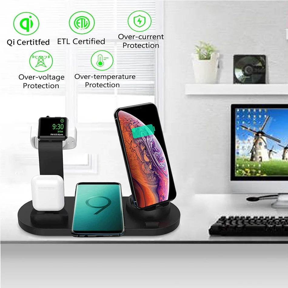 30W 7-in-1 Wireless Charger Stand Pad